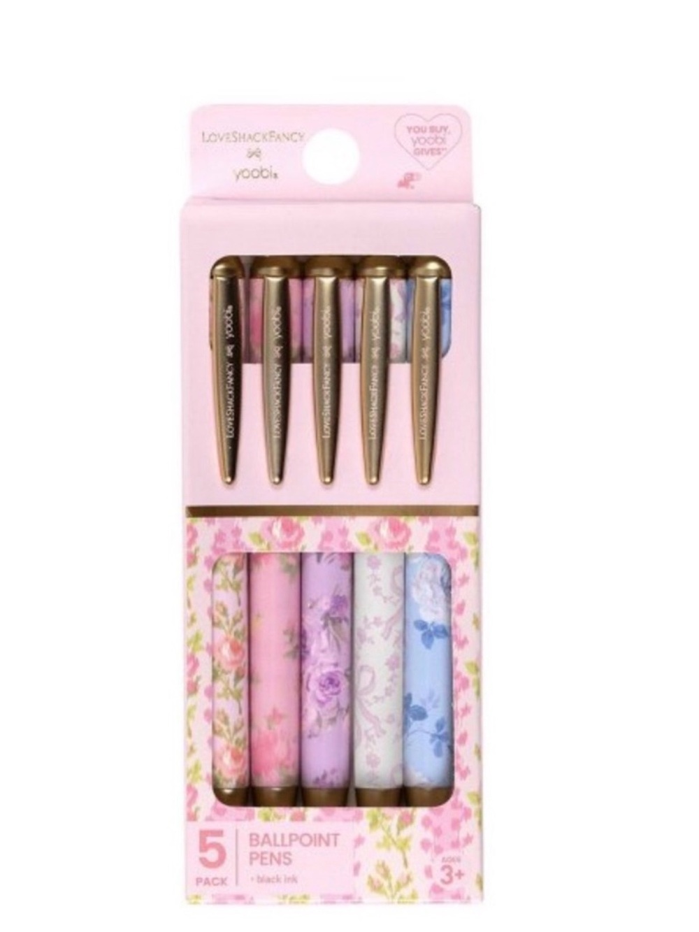 NIB LoveShackFancy x Target -
Yoobi 5pk Ballpoint Pen
Retractable Set